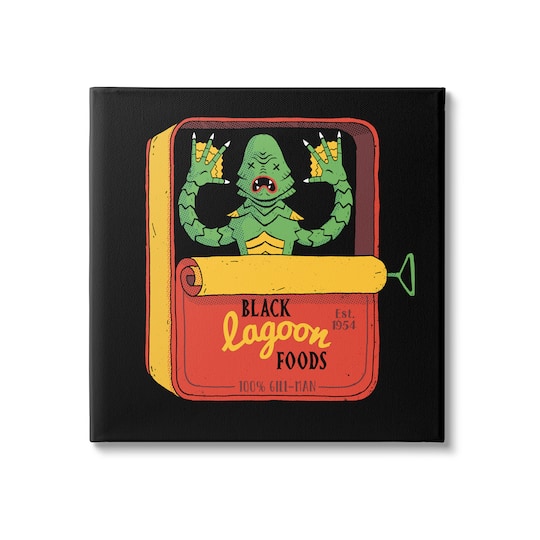 Stupell Industries Black Lagoon Creature Novelty Tuna Can Design Canvas Wall Art